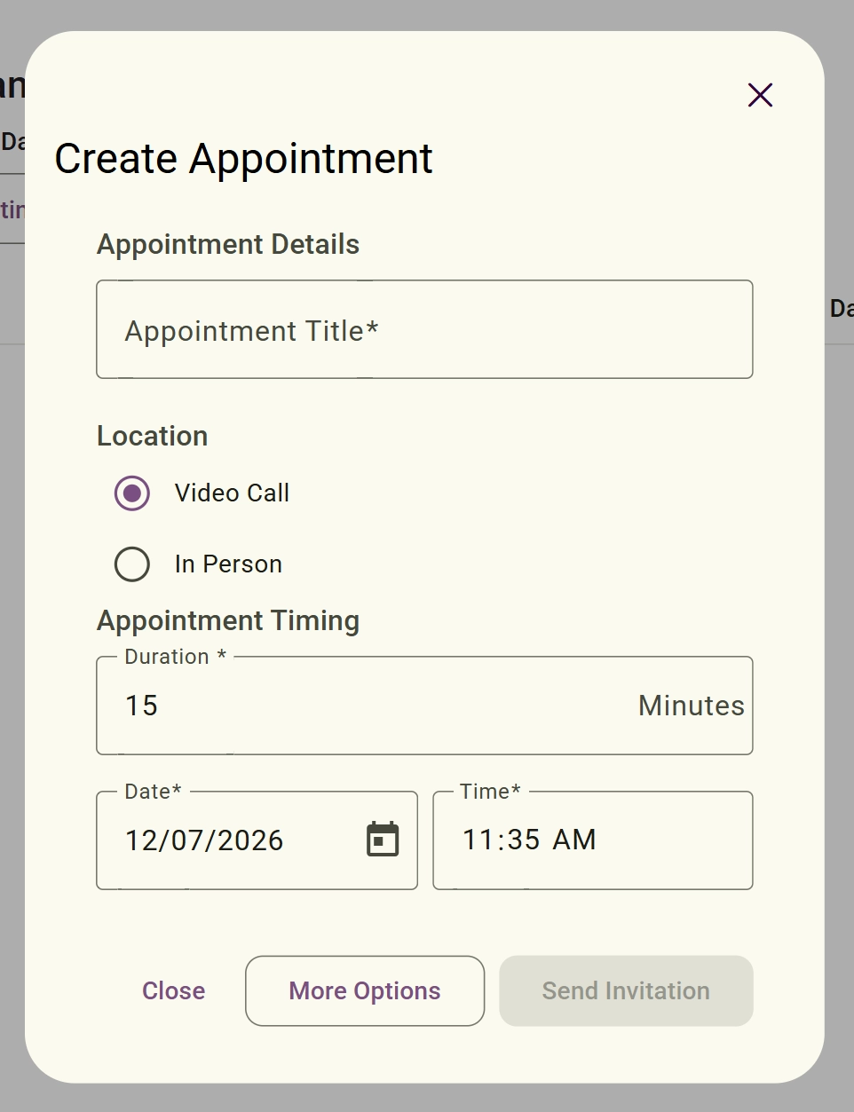 Configure Booking Details screenshot